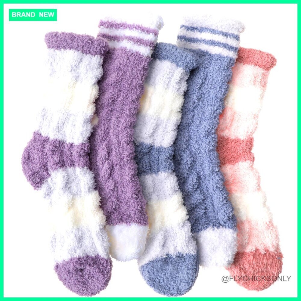 Women's Fuzzy Fleece Plush Socks Crew Length Cozy Winter Warm